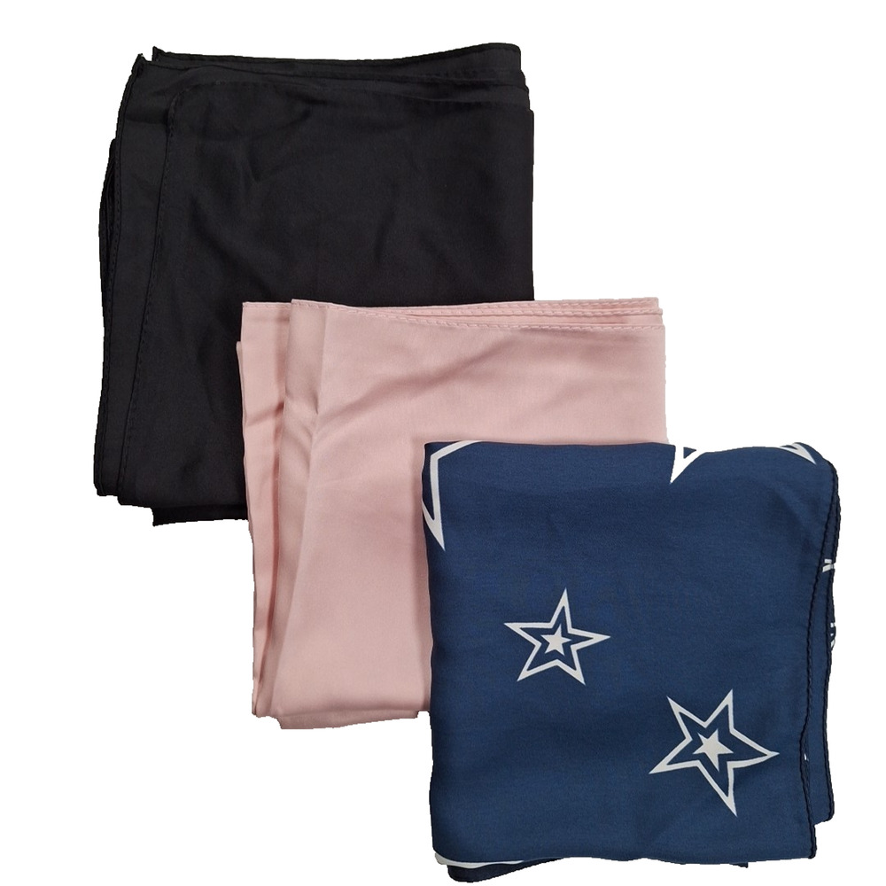 Vertu Women's Headscarf Shawl Scarfs 25" head Wrap X 3 Blue Black & Pink